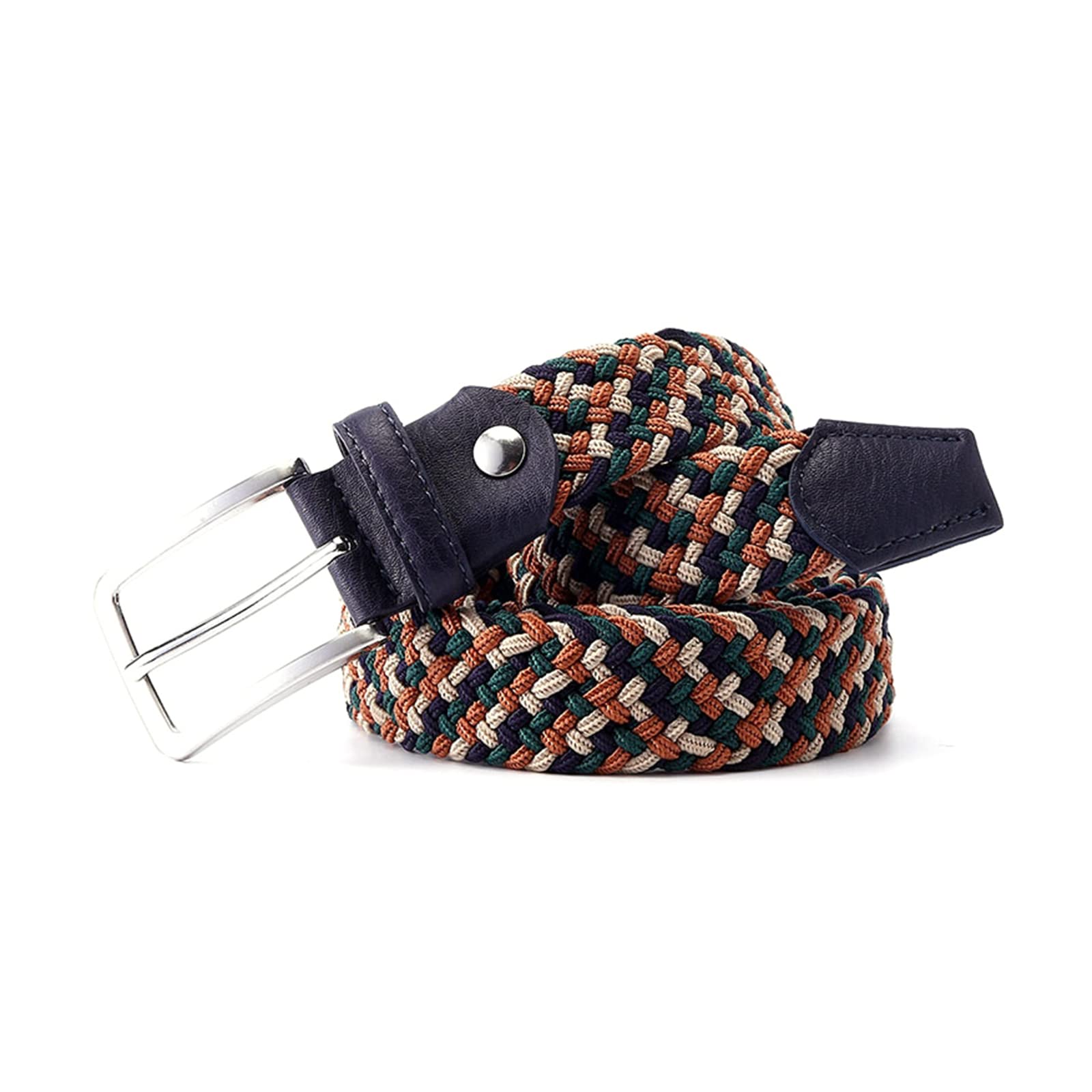 Men's Nylon Braided Belt Casual Belt 3.4 cm Width Waistband of Four Color Mixed Braided Belt, 100cm