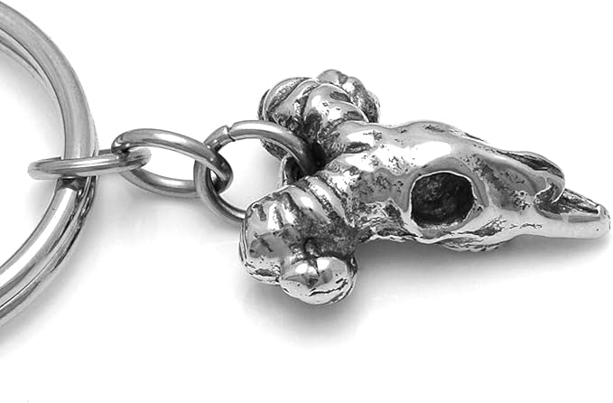 Handmade Ram Skull Keychain, Zodiac Sign Aries Charm in Pewter
