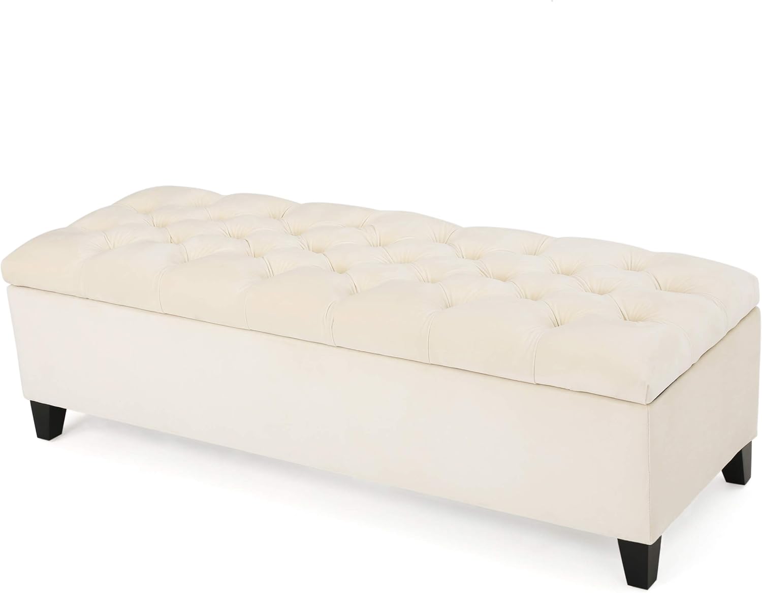 Christopher Knight Home Ottilie Velvet Storage Ottoman, Ivory
