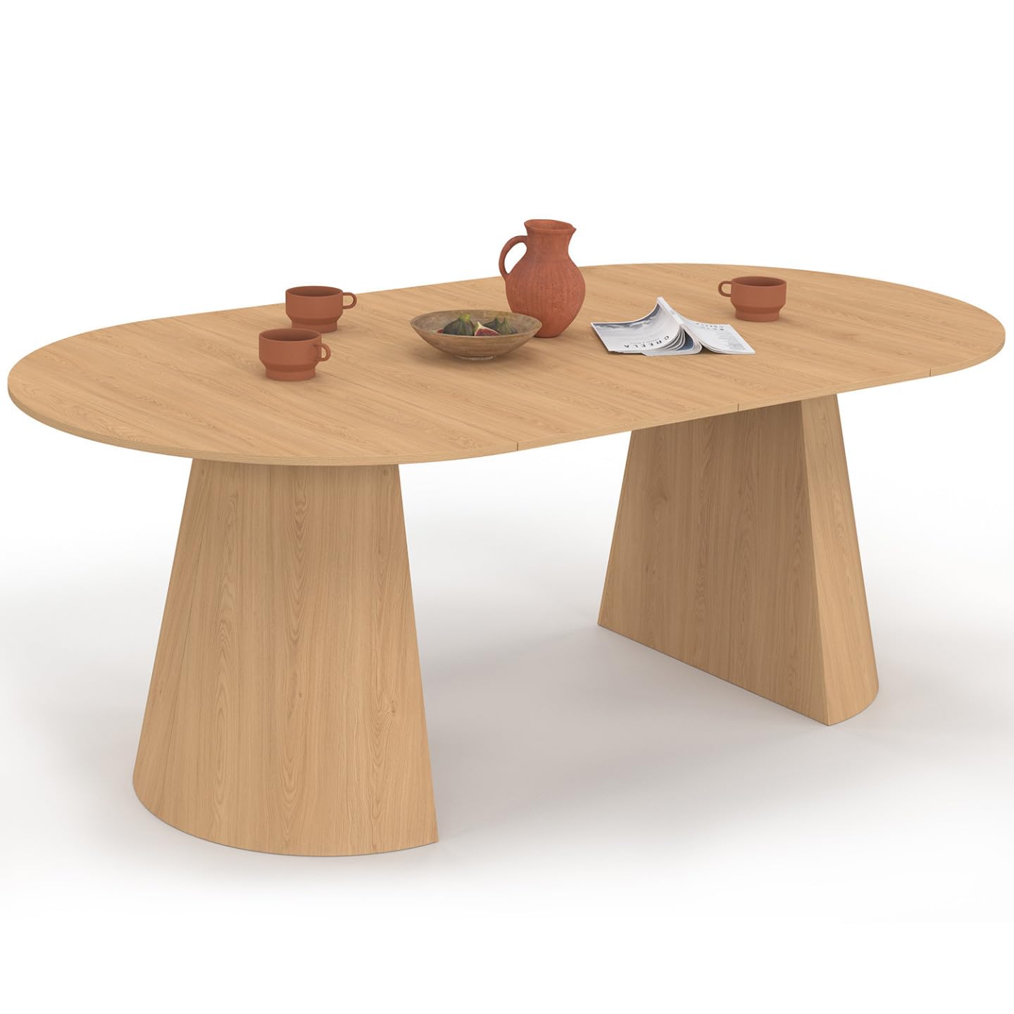 IDMarket – Mesa de comedor redonda extensible Angele 4-10 personas madera efecto haya 110-200 cm