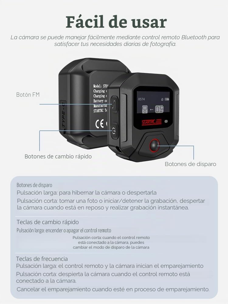Treeboy Control remoto GPS Bluetooth para cámaras Insta360 X5/X4/X3/Go 3S/ACE Pro 2/Ace Pro/ONE X2 - 25 M Range Smart Action Accessories