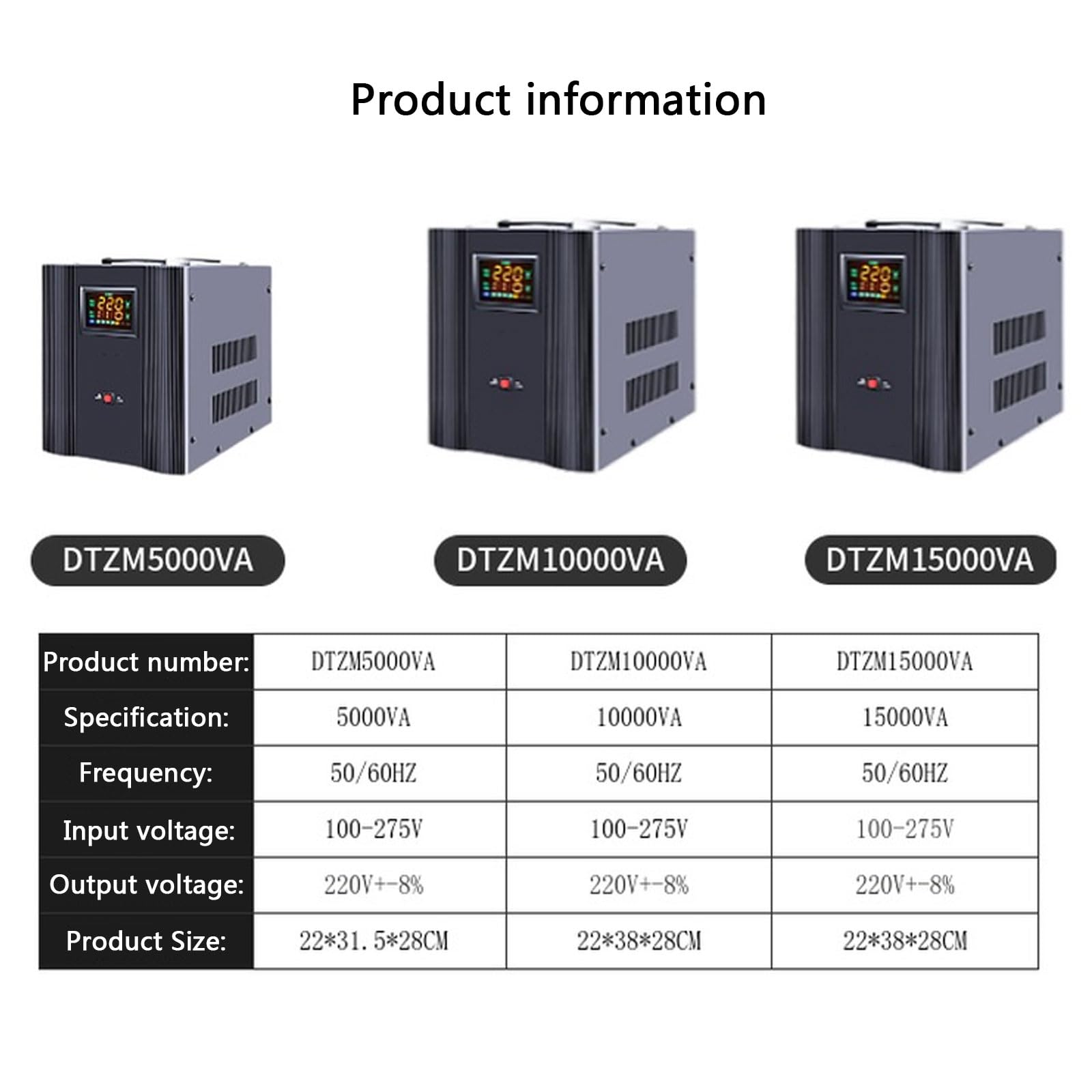 FAXIOAWA Estabilizador de Voltaje Regulador de Potencia de CA monofásico automático de Alta Potencia de 220 V Adecuado para electrodomésticos inestables