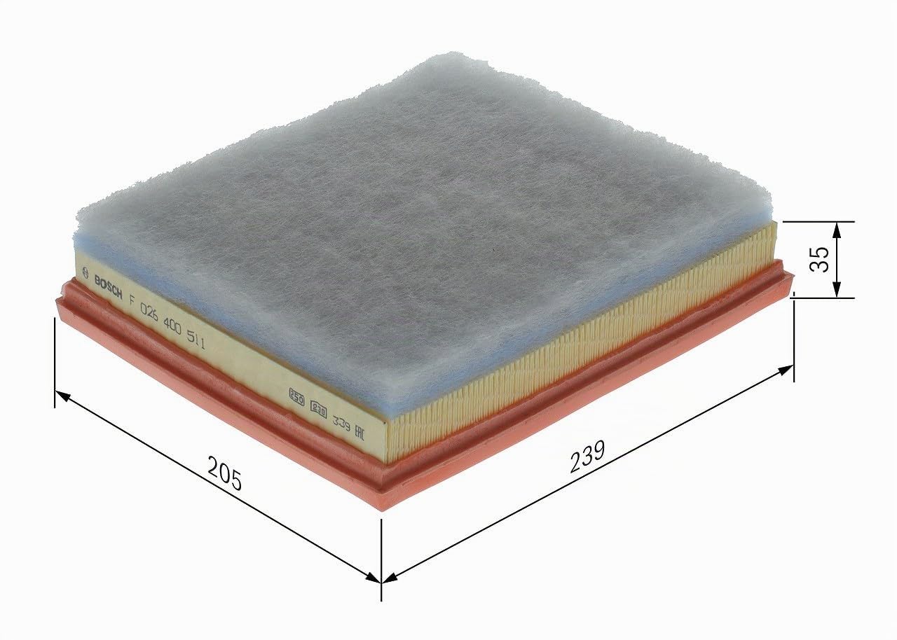 Bosch Filtro Aria per Auto S0511 - Trattiene le particelle solide all'esterno della presa d'aria - Resistente all'umidità ed altamente resistente alla trazione