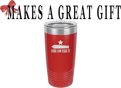Miniatura 8 de Rogue River Tactical Come and Take It Gonzales Texas Flag 20 onzas Vaso de viaje de acero inoxidable con tapa aislada al vacío caliente o frío negro