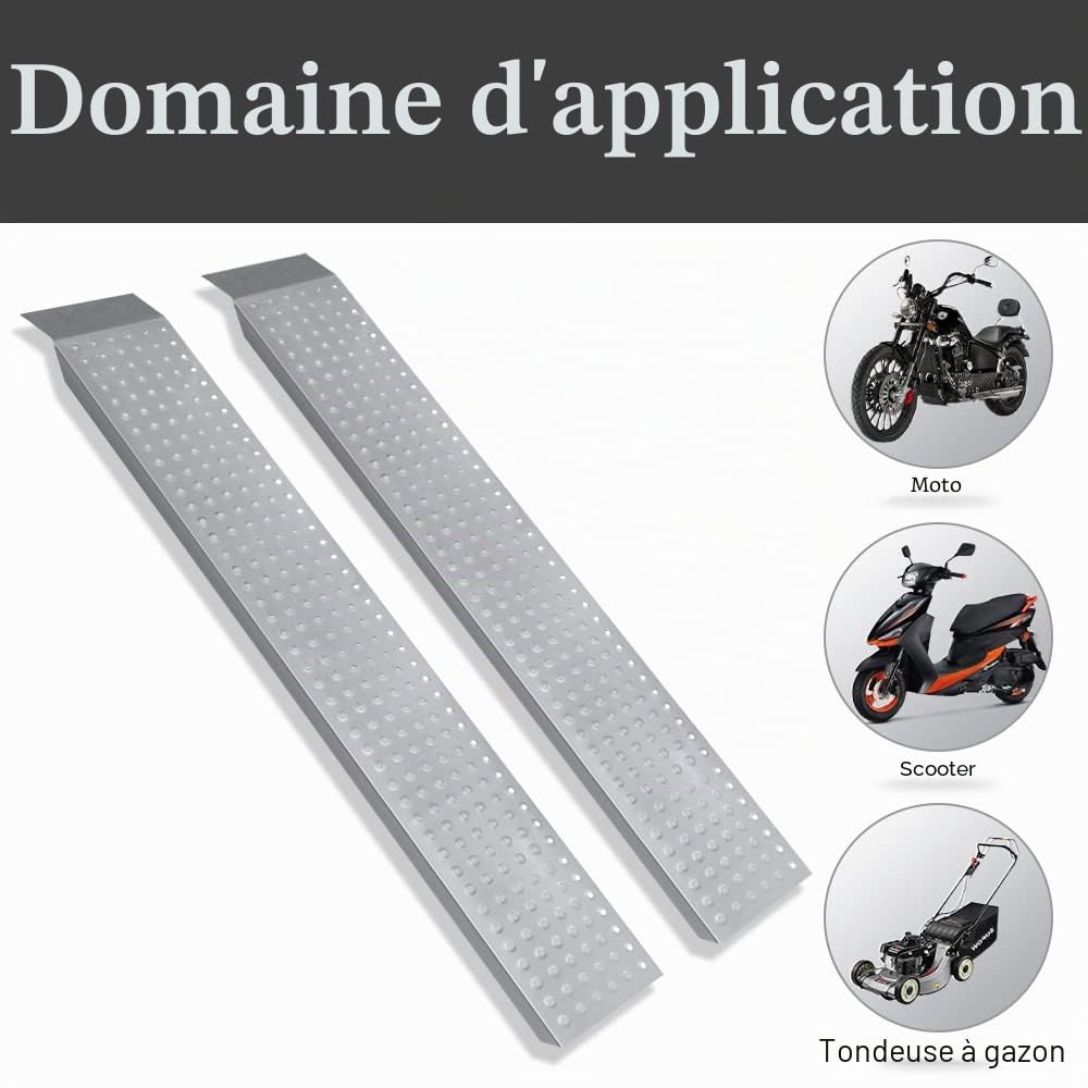 Aufun 2 x rampes jusqu'à 400 kg Rampe Pliable Rampe de Chargement antidérapante en Acier galvanisé, Rampe de Chargement antidérapante pour remorques Moto ATV Quad, 135 x 23 cm