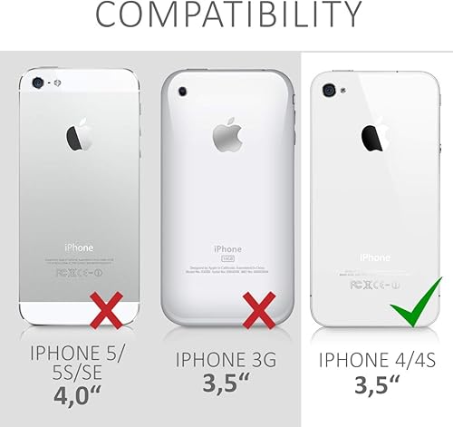 Miniatura 6 de kwmobile Funda tipo cartera compatible con Apple iPhone 4 y 4S, magnolias gris topo, blanco, azul y gris