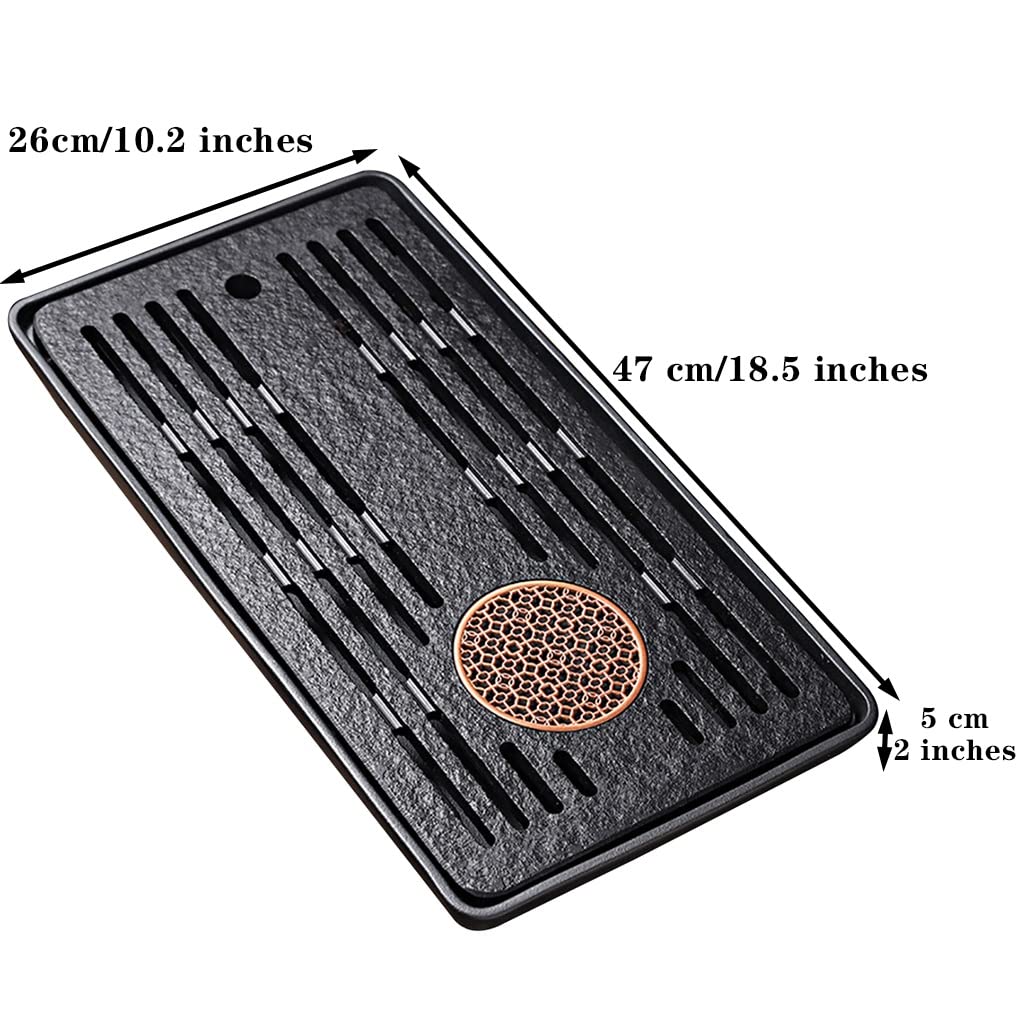 Bandeja de Piedra Negra para Servir té y café (47 x 26 x 5 cm)
