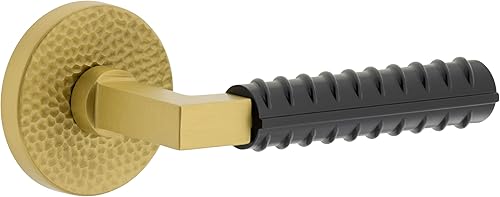 603047 Circolo - Palanca de refuerzo Contempo de privacidad con roseta martillada, 2 34 pulgadas, latón satinadonegro satinado