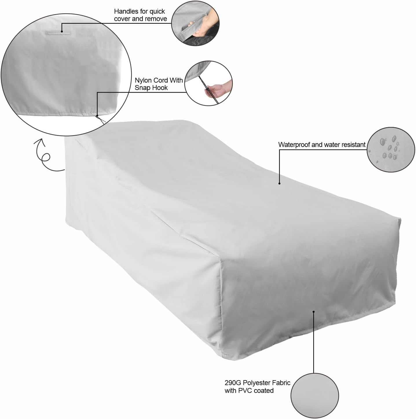 Chaise Lounge Cover – Waterproof Outdoor Pool Chair Cover, Patio Lounger Protector with UV & Dust Protection (1)