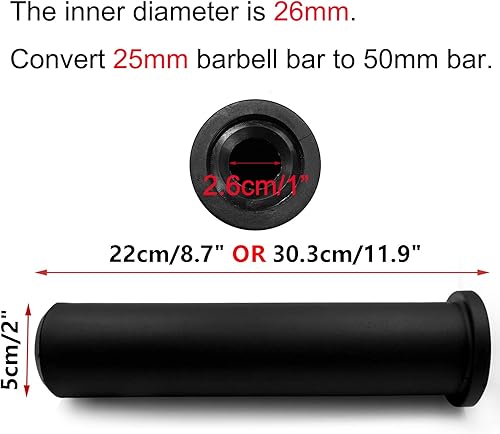 Miniatura 2 de LFJ La funda adaptadora olímpica de nailon convierte postes de placa de peso estándar de 1 pulgada en postes de peso olímpicos de 2 pulgadas