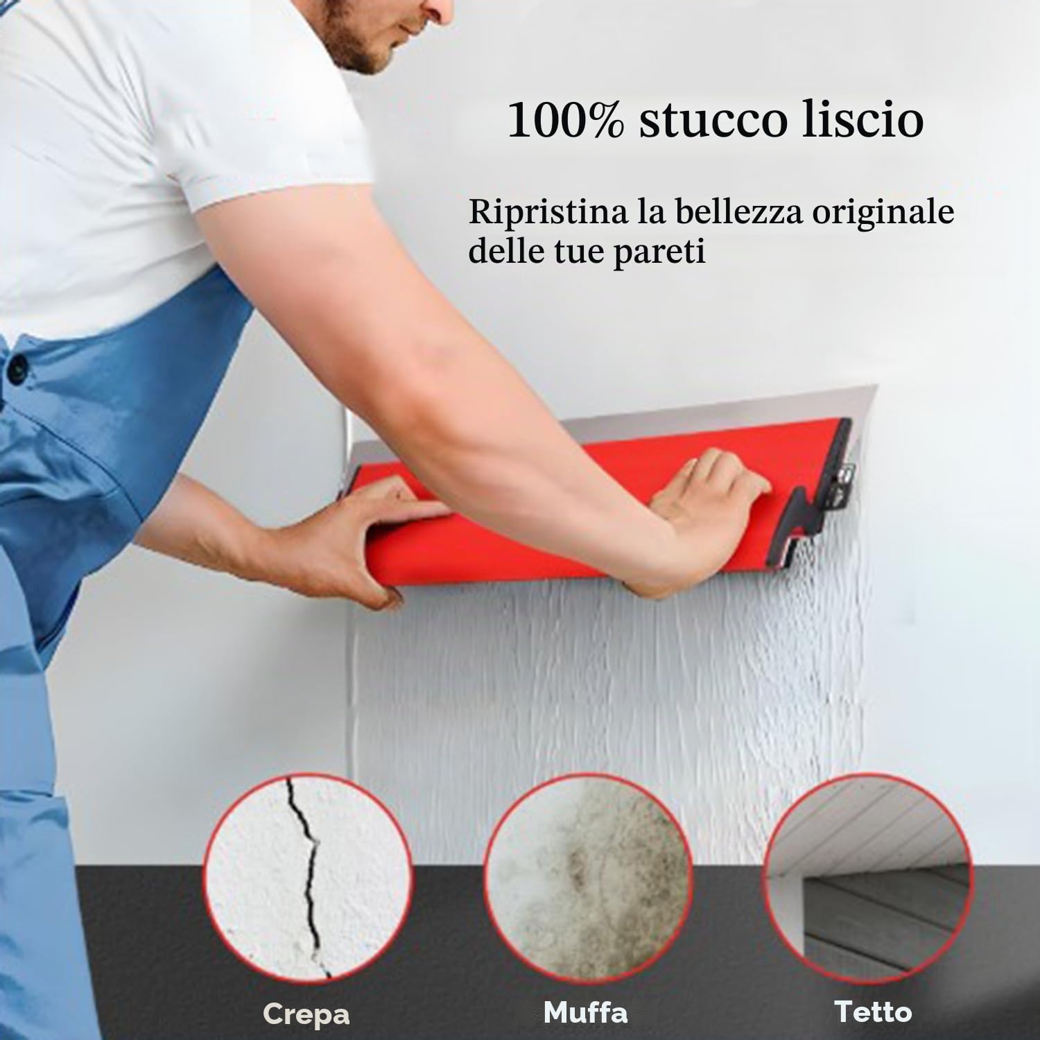 Spatole Per Stucco Kit,Set Di Cinque Attrezzi Per Intonacare,Lama Per Intonacare In Acciaio Inossidabile,Asta Telescopica In Alluminio Da 60-134 Cm,Adatto Per Intonacare Pareti e Soffitti