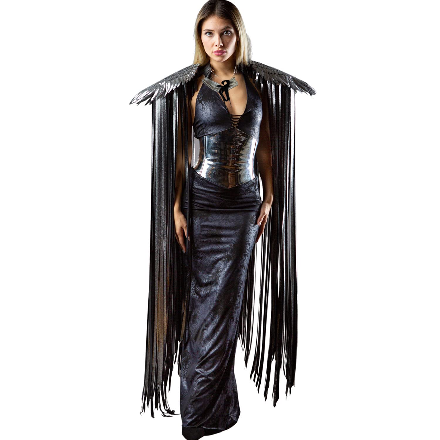 Ypser Shoulder Pieces with Fringed Angel Wings Cape Shawl for Burning Men Halloween Cosplay