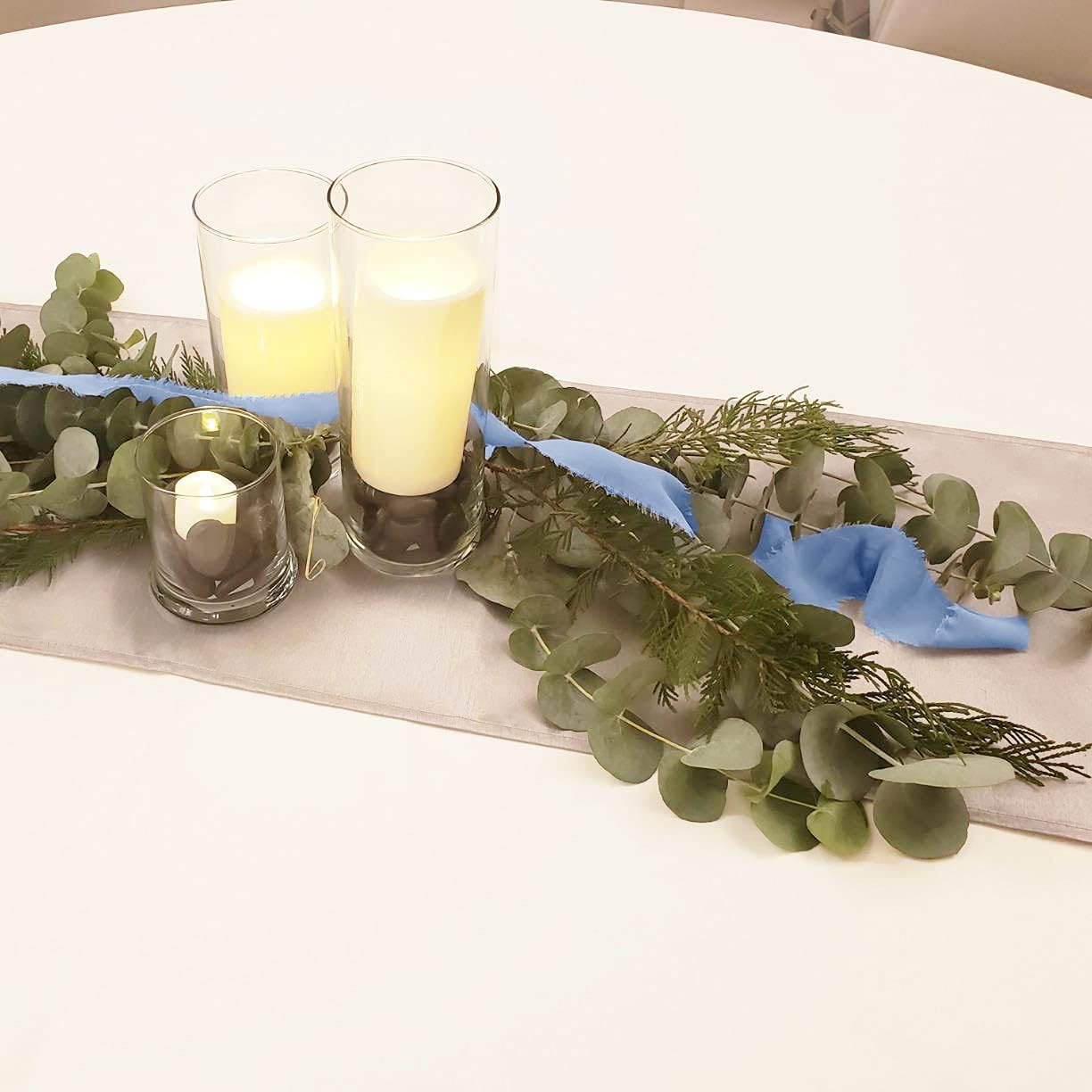 Wedding Bouquet Ribbon Dusty Blue Chiffon Ribbon 3 Rolls Frayed Edges Ribbon for Bouquet Wrapping 2" x 5.5 Yd
