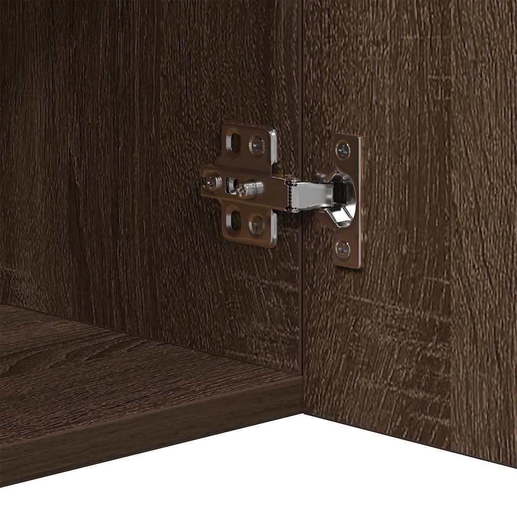 vidaXL Buffet avec Lumières LED Armoire de Rangement Organisateur de Maison Meuble de Salle de Séjour Salon Intérieur Chêne Marron 80x35x75 cm