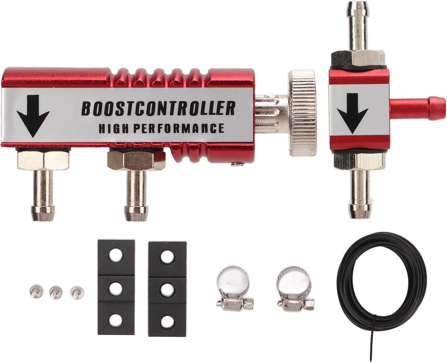 CRTGWTurbo Boost Controller Kit, Universal Manual Turbo Boost Controller Kit Aluminum Alloy 1?30PSI Adjustable Fit(Red)