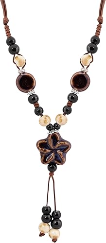 MINACHI Collar bohemio hippie colorido de cerámica con dije de estrella en Y, regalo de joyería bohemia de verano para mujer