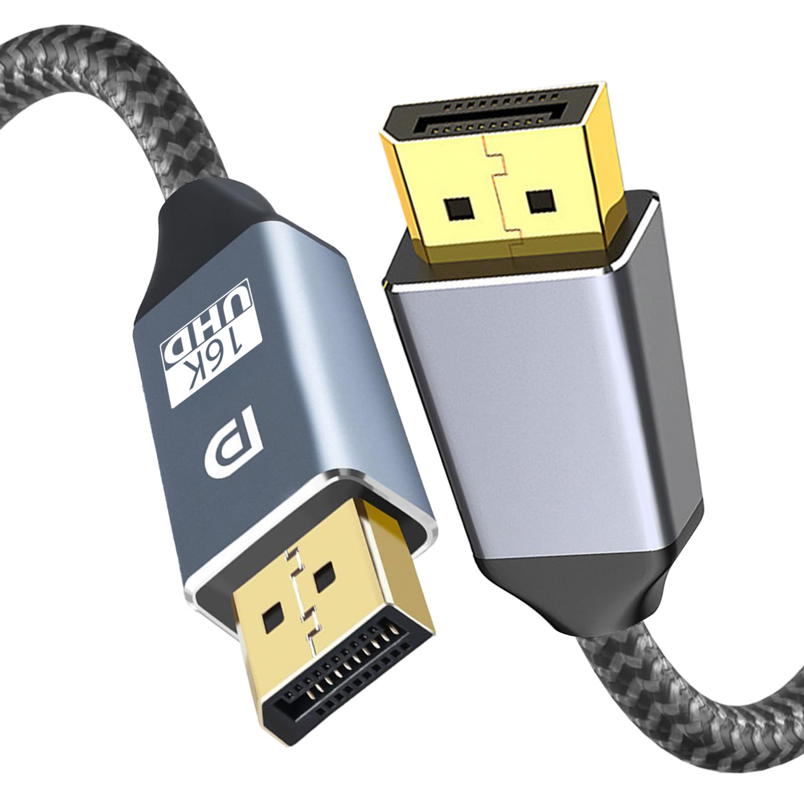 Cyberguys! Câble DisplayPort 2.1 tressé avec connecteurs plaqués or, câble DisplayPort 2.1 prenant en charge 16K @ 60 Hz 8K @ 120 Hz 4K @ 240 Hz, HDR10, DSC, HDCP - Certifié conforme pour moniteur de