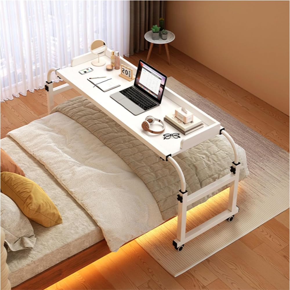 Table médicale roulante lit et bureau assis debout réglable Blanc