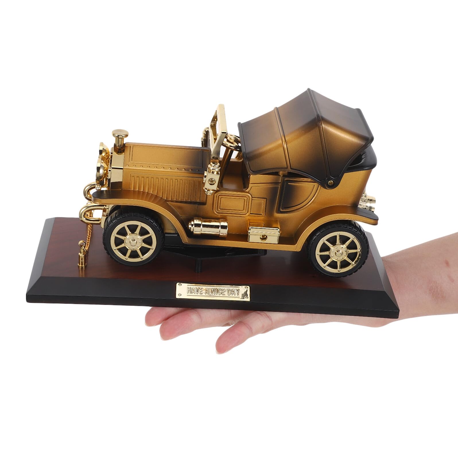 Caja Musical Retro en Forma de Coche Clásico de Plástico Coleccionable con Tonos Tradicionales para Adorno de Escritorio y Sala