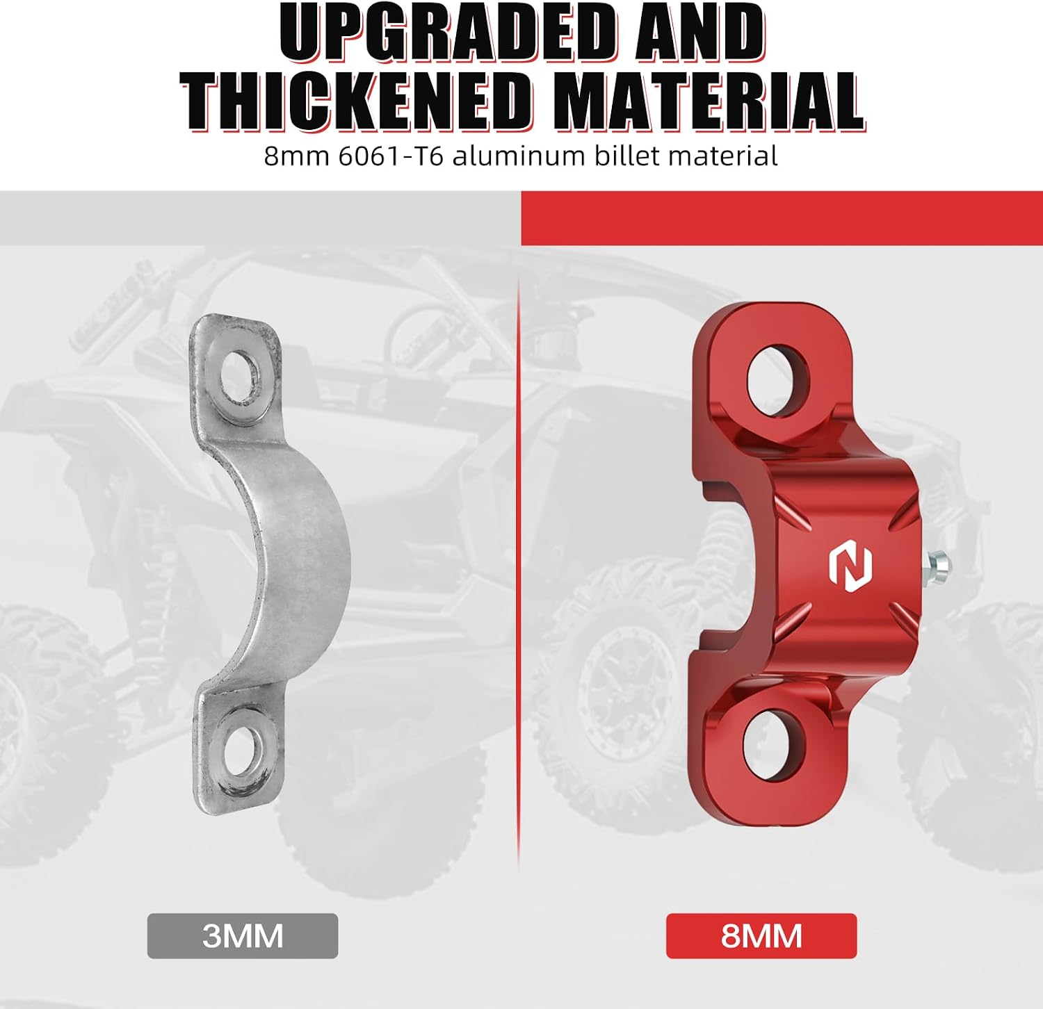 NICECNC Aluminum Billet Brackets for the Front Sway Bar Compatible with Can Am X3 2018-2023 Red