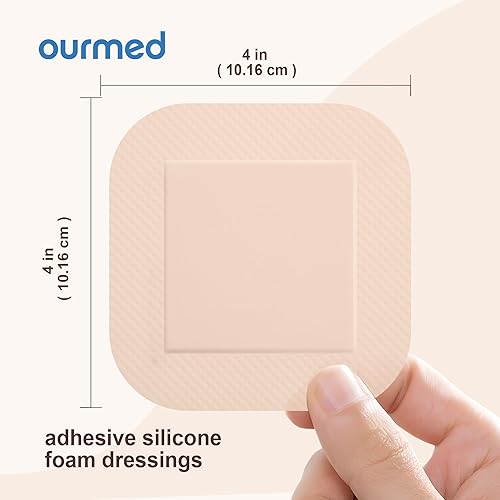 Miniatura 4 de Soft Flex Apósitos de espuma de silicona (4 pulgadas x 4 pulgadas, paquete de 10) estériles, altamente absorbentes, impermeables, borde suave,