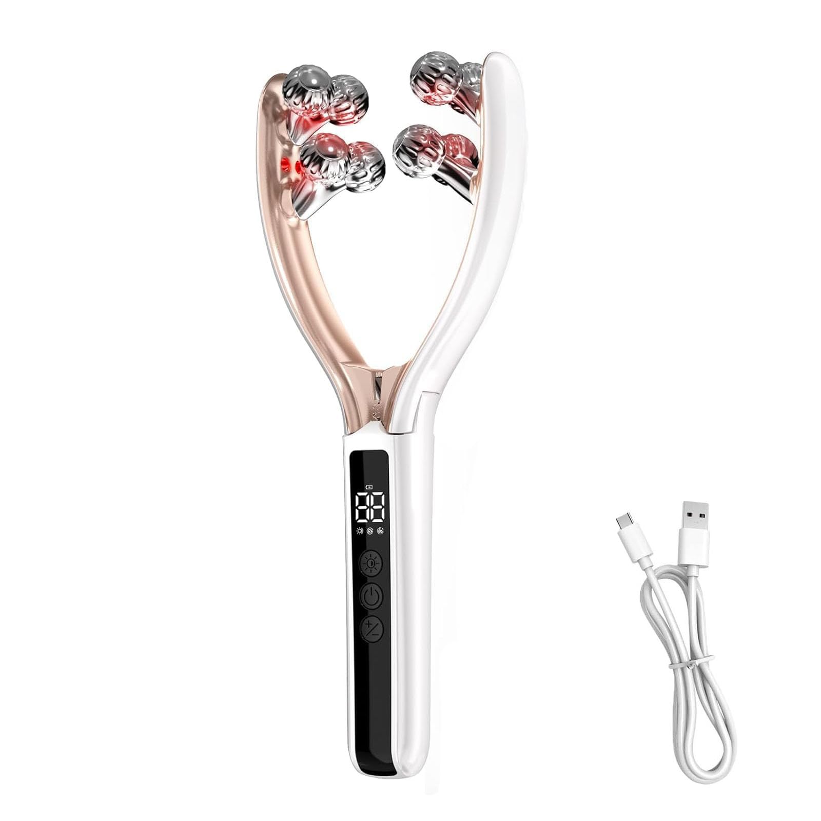 Rodillo modelador facial 3D con EMS, masajeador recargable en forma de V, herramienta de lifting facial, dispositivo portátil antienvejecimiento para aliviar la hinchazón y las arrugas (1PC)