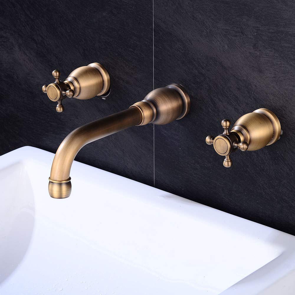 Robinet de lavabo de salle de bain mural pour une décoration vintage élégante