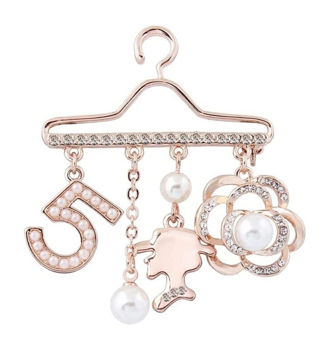 KYUSAR Broches Decorar Generous Pearl Letter Broche Pin Bufanda Pin Top Broche De Moda para Mujer Broches Pin