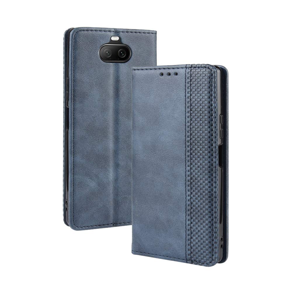 Cellphone Protector Cases For Sony Xperia 8 Magnetic Buckle Retro Crazy Horse Texture Horizontal Flip Leather Case with Holder & Card Slots & Photo Frame Phone Parts