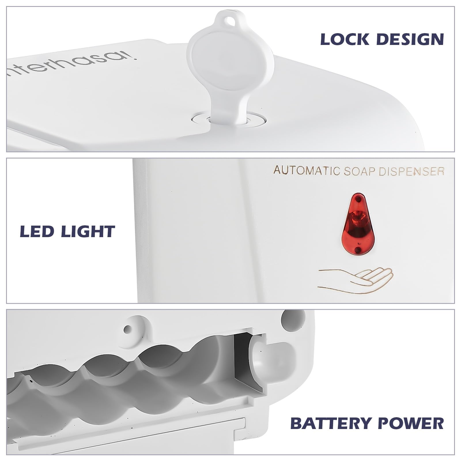 interhasa! Automatic Soap Dispenser Wall Mount 20oz Refillable Liquid Hand Sanitizer Dispenser Commercial Soap Dispenser for Bathroom Support Liquid Gel