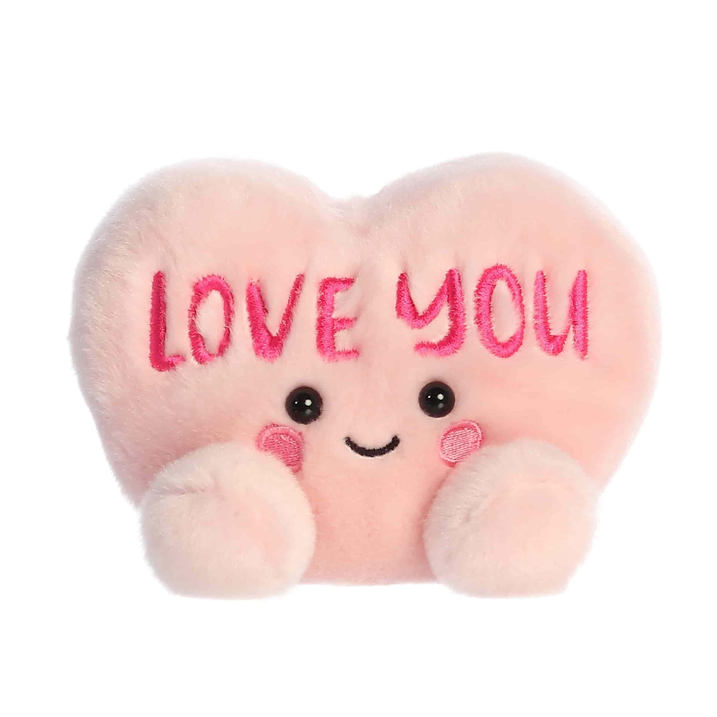 Aurora Adorable Palm Pals Love You Candy Heart wypchane zwierzę - zabawny sezonowy plusz dla dzieci i dorosłych kolekcjonerów - idealny do dekoracji pokoi i walentynek - różowy 13 cm