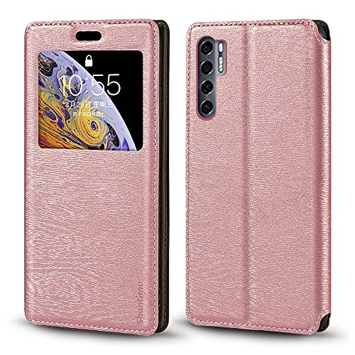 Custodia Flip con Finestra Visibile e Chiusura Magnetica Invisibile Compatibile con TCL 20 Pro 5G Protezione Totale rosa pelle sintetica oro