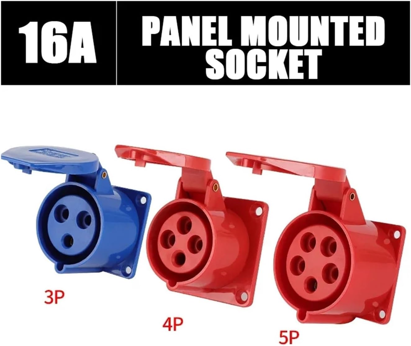10/20pcs Industrial Plug and Socket Waterproof Connector 3PIN 4PIN 5PIN 16A/32A IP44 Connection Wall Mount Socket(16APanelMounted)