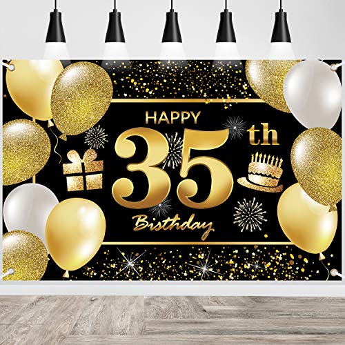 35th Happy Birthday Banner IMISI Birthday Decorations Birthday Backdrop Decorations for a Party