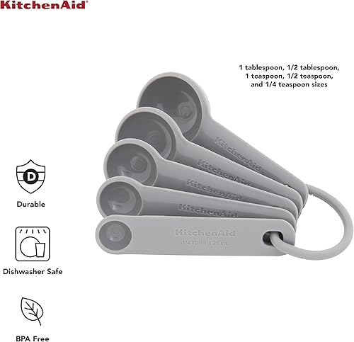 Miniatura 3 de KitchenAid Juego de cucharas medidoras universal, 5 piezas, gris