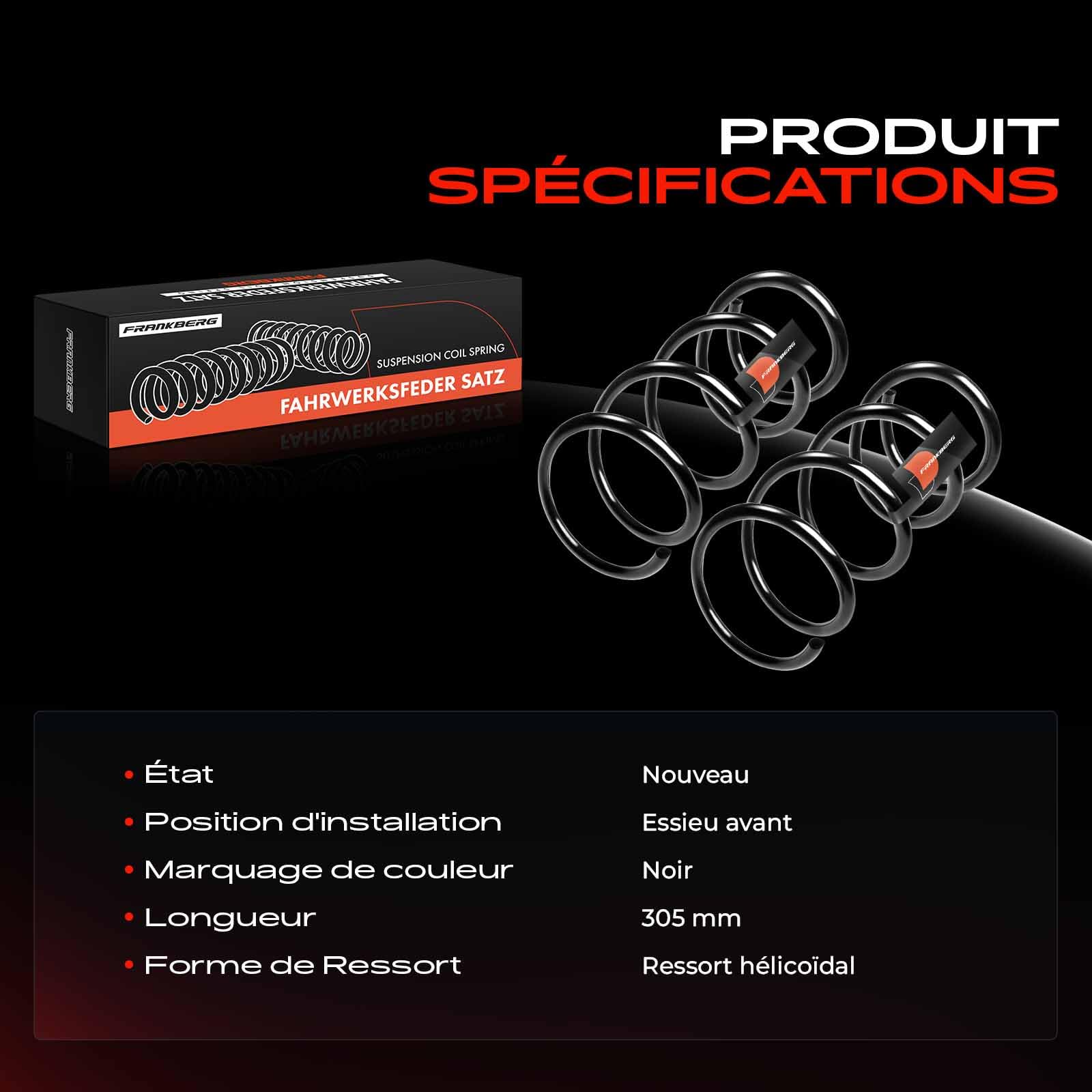 Frankberg 2 ressorts de suspension pour essieu avant 8200948652 | Compatible avec: II CN0_