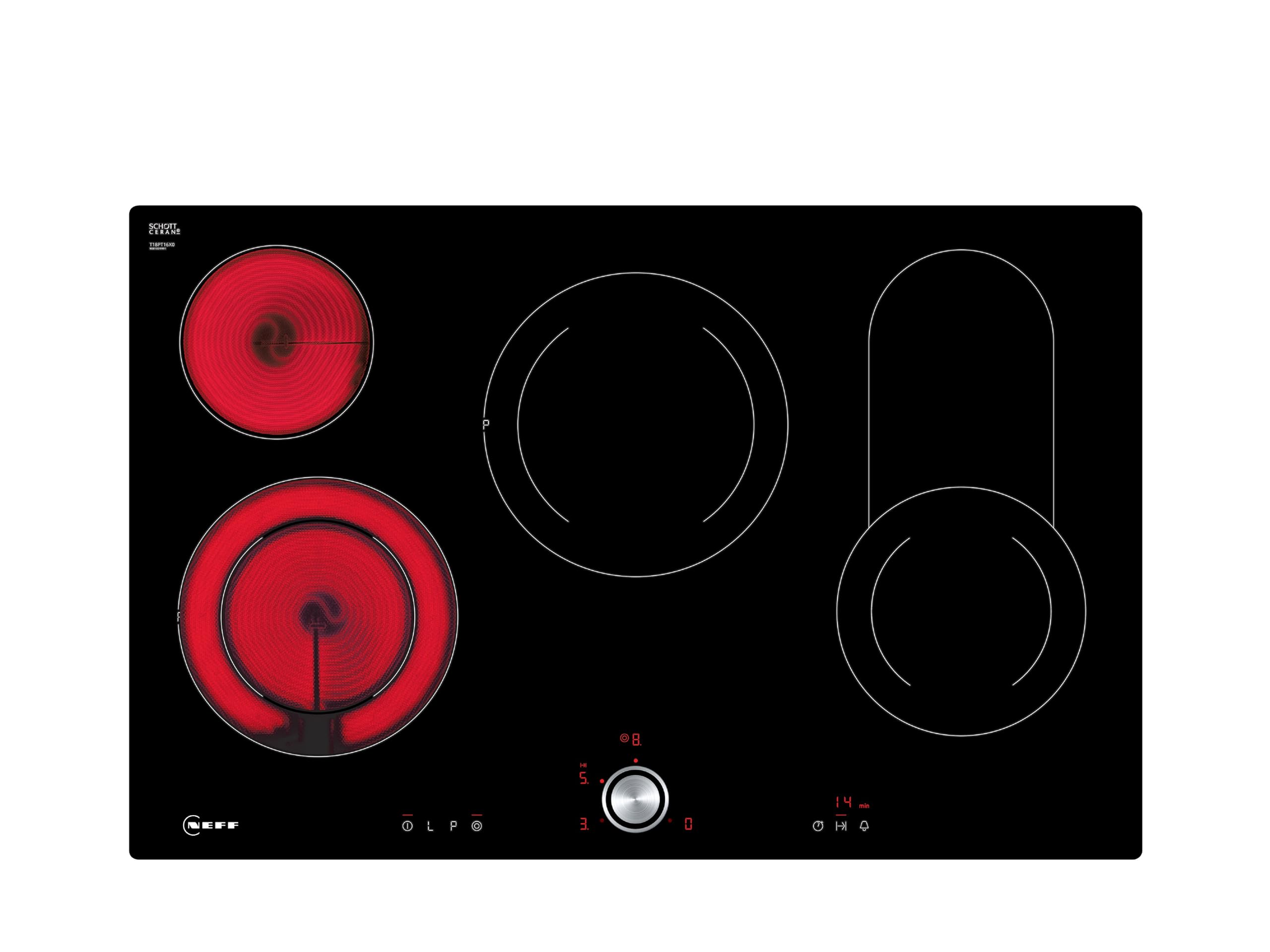 NEFF T18PT16X0 N70, Elektrokochfeld 80 cm, Made in Germany, TwistPad, Bräterzone für großes Bratgeschirr, Powerstufe für schnelle Ergebnisse, Glaskeramik, flächenbündig, Schwarz