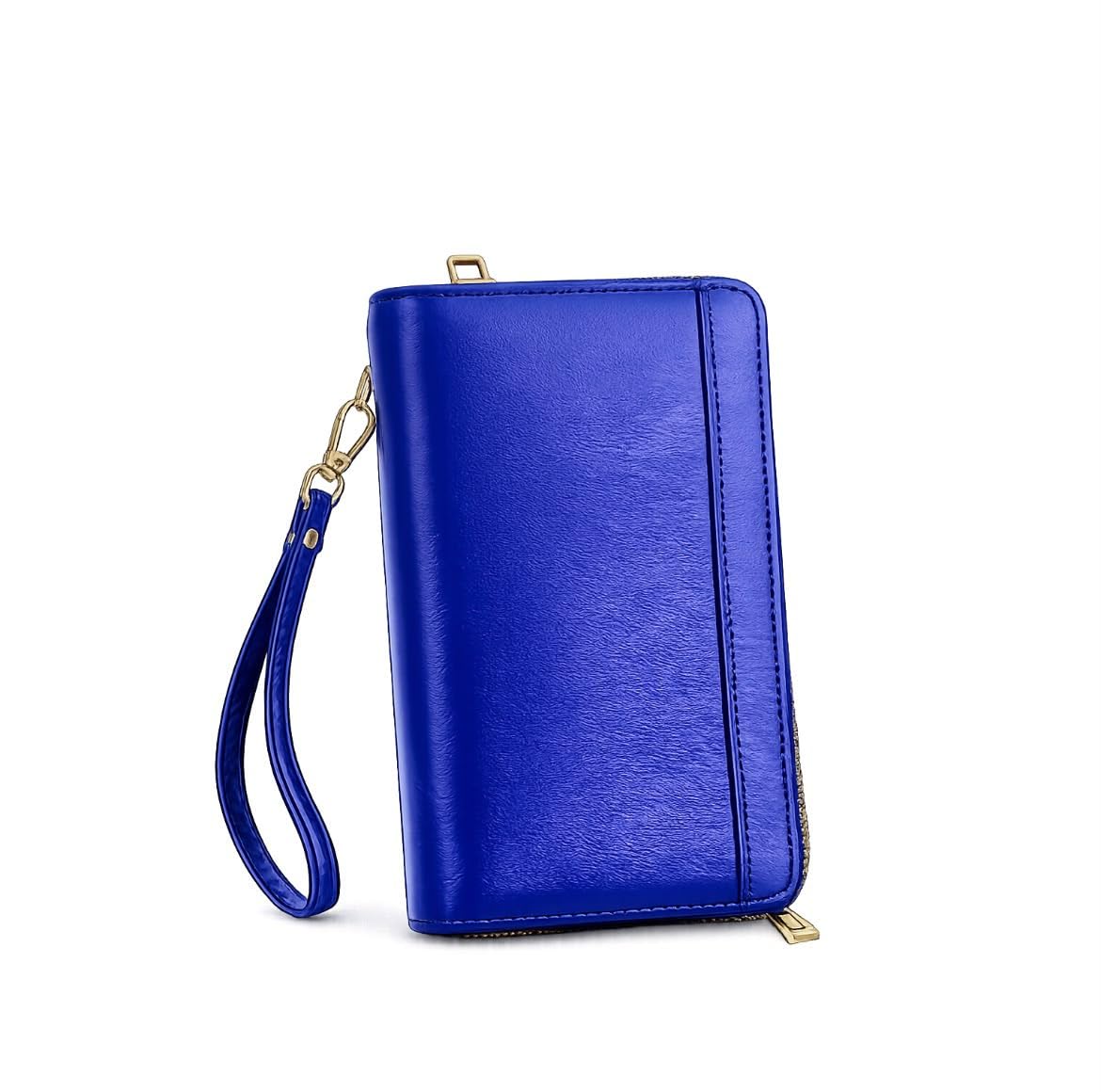 Women's PU Leather Zip Around Wallet with Detachable Wrist Strap-image-31