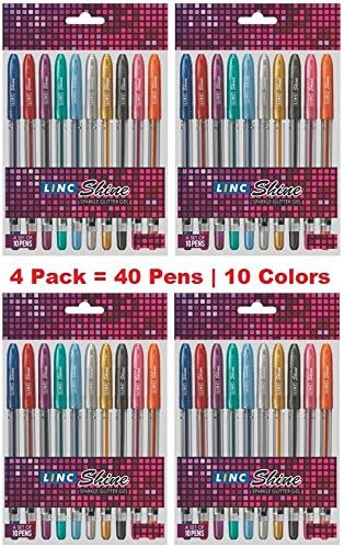 LINC Shine-All New Top Quality Sparkle Glitter Multicolored Gel Pens Assorted Units for Adult Coloring, Tattoo Making, Doodling, Drawing, Ink Art etc. - Buy Original only at E-Retail Deals