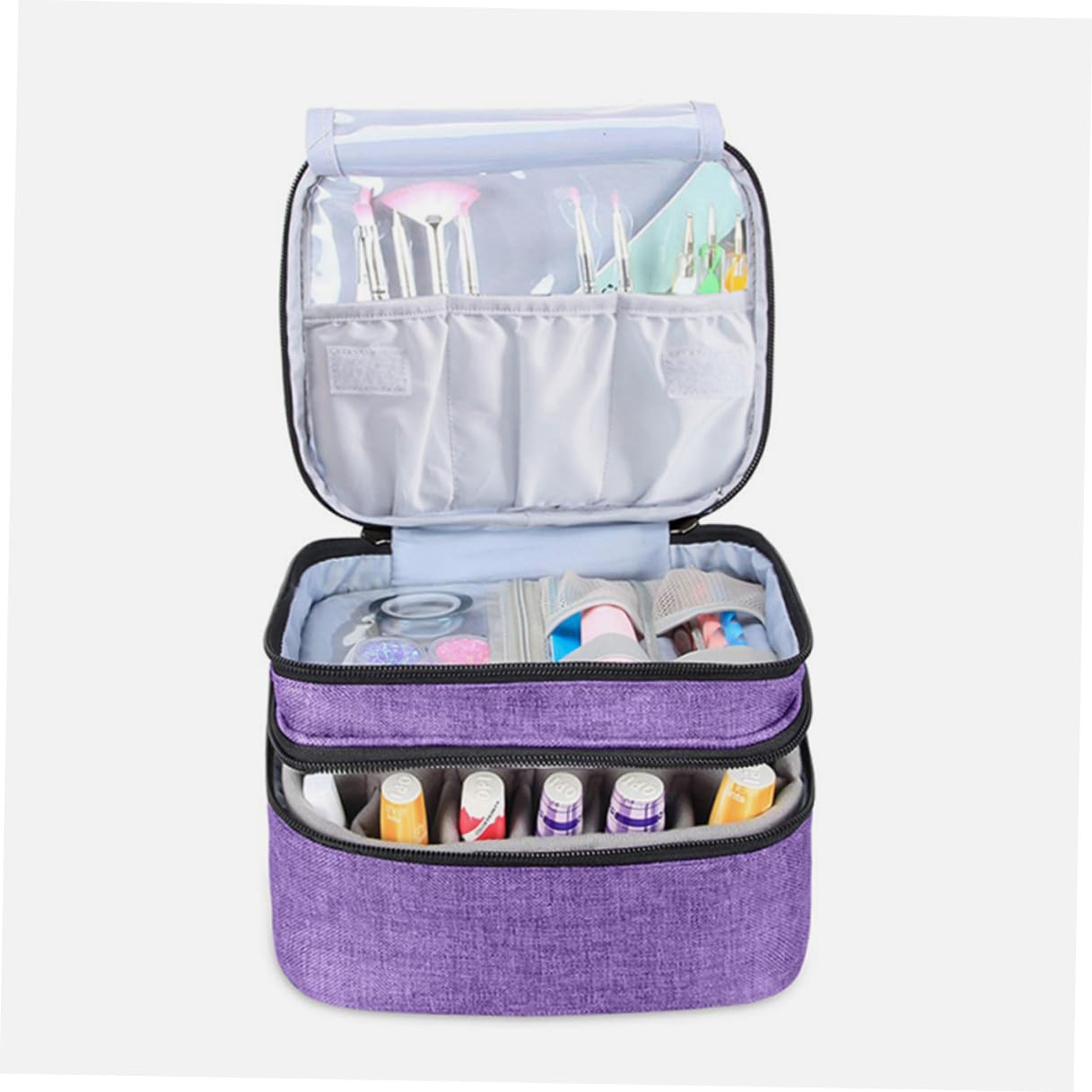 Porta Smalti Organizer in Borsa da Viaggio Custodia per Oli Essenziali e Smalto Organizer per Smalto Cerniera Doppio Cursore