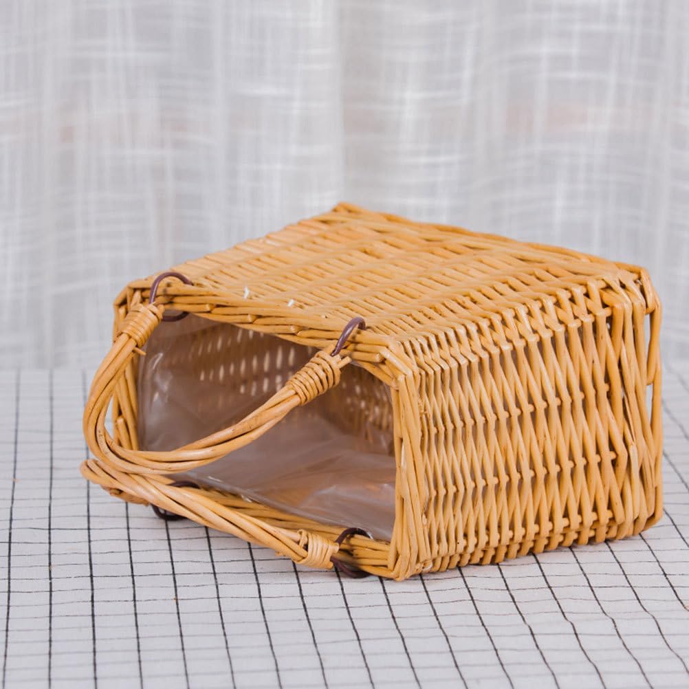 Wicker Picnic Basket with Handle Small Woven Willow Basket Rattan Harvest Hamper for Eggs Bread Candy Groceries Flowers - Image 9