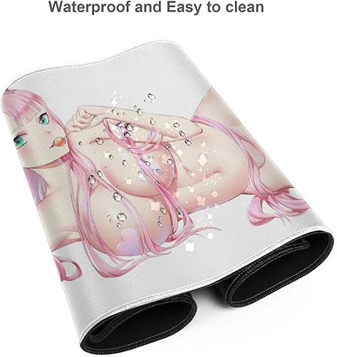 Vista 4 de Hentai Zero Two Darling Ohayo - Alfombrilla grande para mouse para juegos, XXL, alfombrilla extendida, alfombrilla de mouse de goma con computadoras