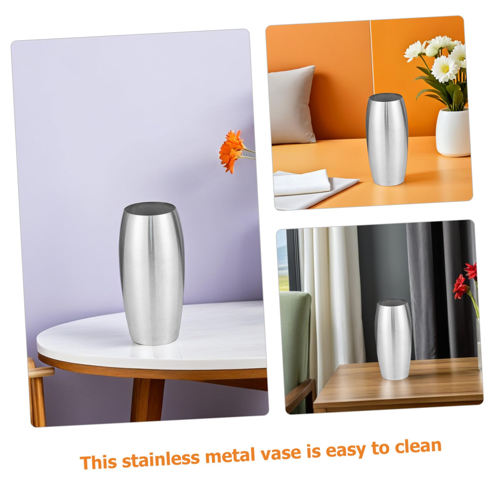 Cabilock Silberne Edelstahl Blumenvase Modern Elegant Hoch 30cm Leicht zu Reinigen für Hochzeitstischdeko und Wohnraumdekoration