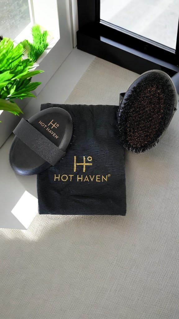 HOT Haven Szczotka do ciała z miedzi jonowej, złuszczająca, drenaż limfatyczny, redukcja cellulitu, szczotka do suchej skóry dla promiennej skóry