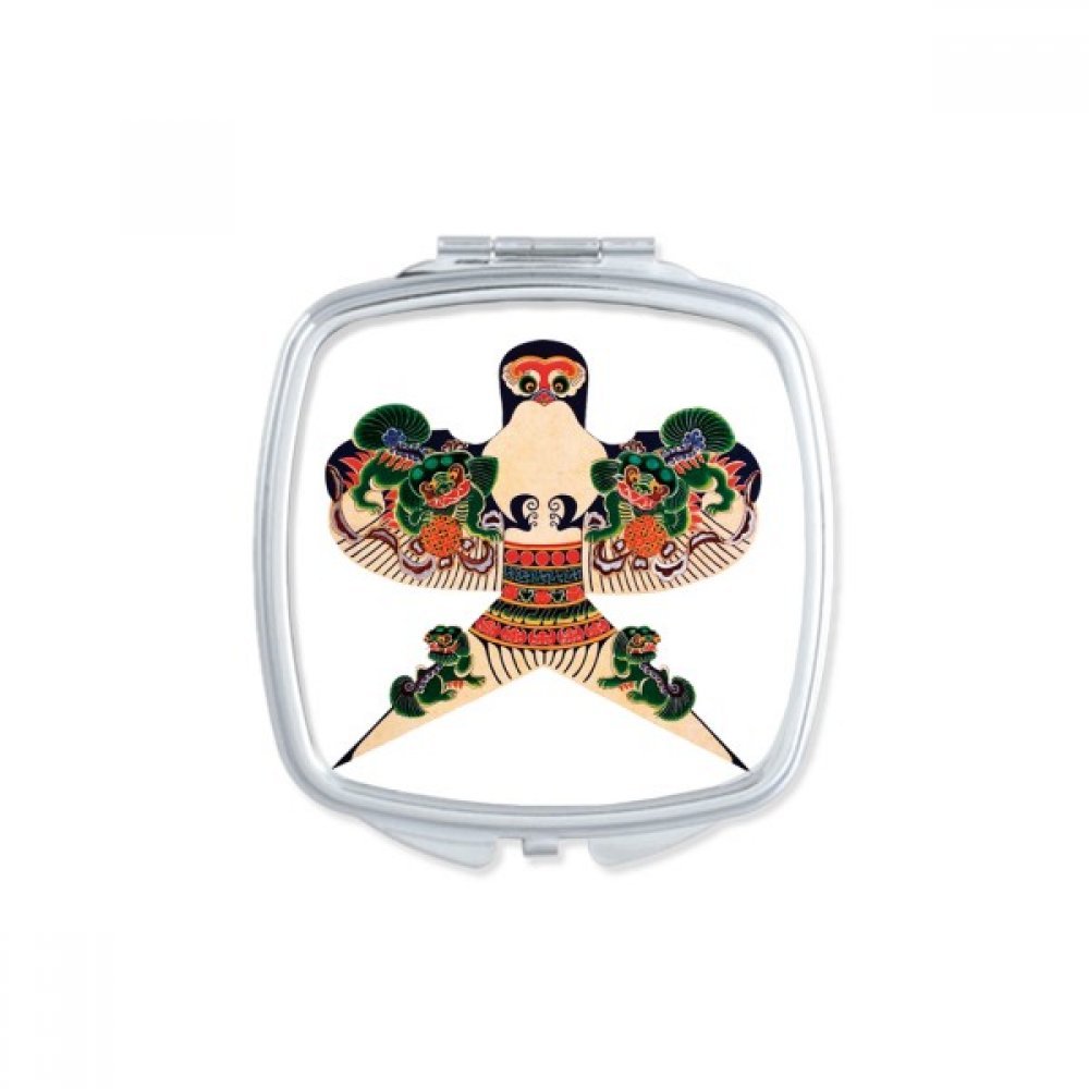 Miroir de poche à la main motif cerf-volant chinois, cadeau mignon multicolor