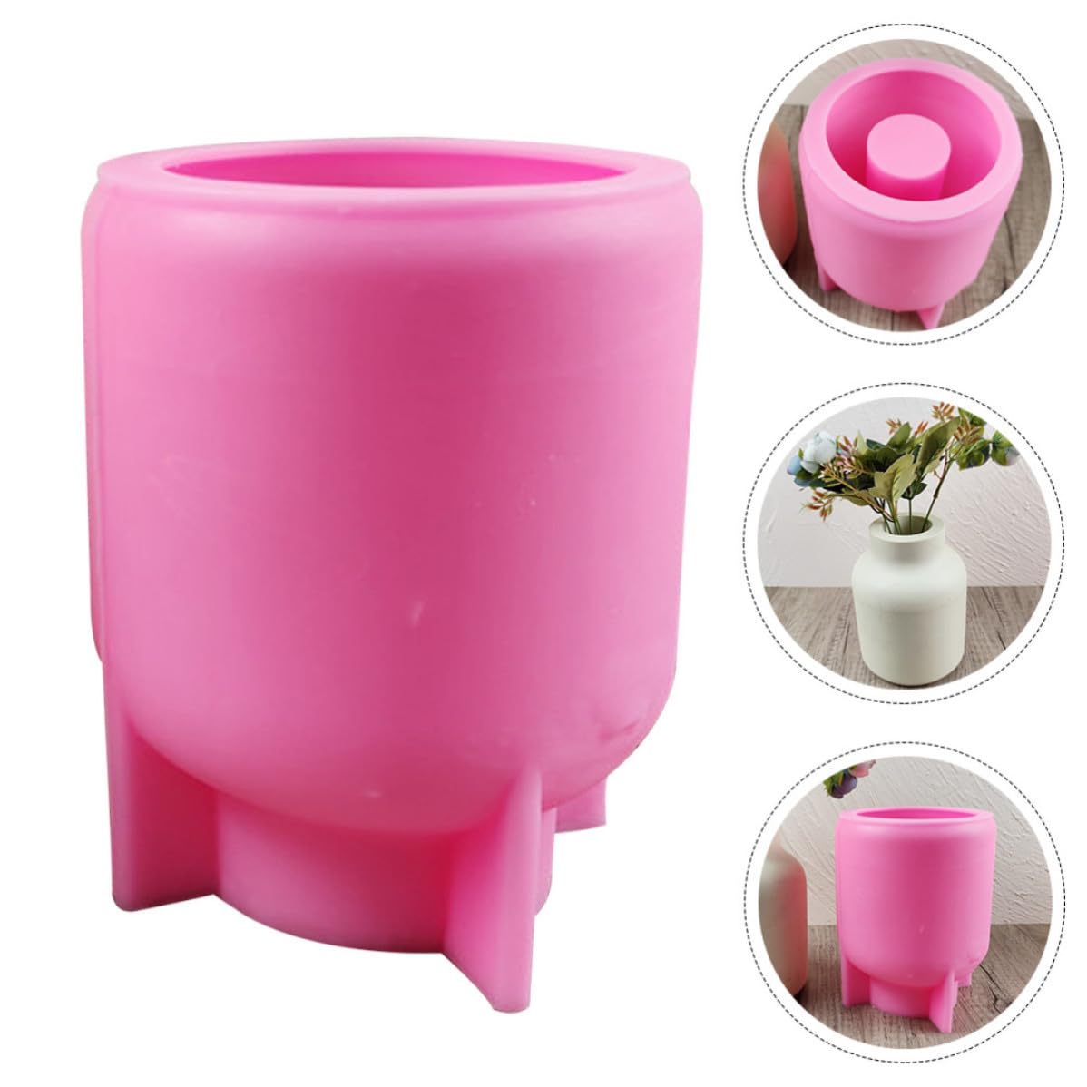 Molde de Jarrón Redondo de Silicona Rosa para DIY y Tienda | Interior Liso y Alta Transparencia, Fácil Desmoldeo, para Principiantes