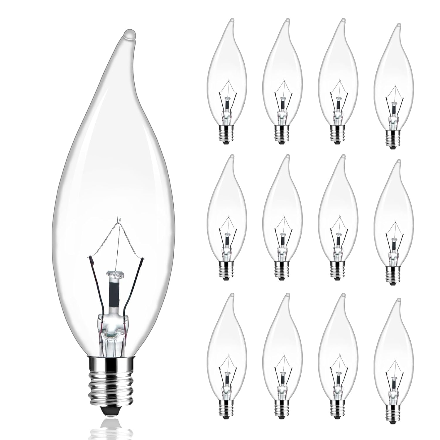 12-Pack E12 Candle Light Bulbs 40W Warm White CA10 Dimmable Chandelier Light Bulbs for Ceiling Fan Pendants or