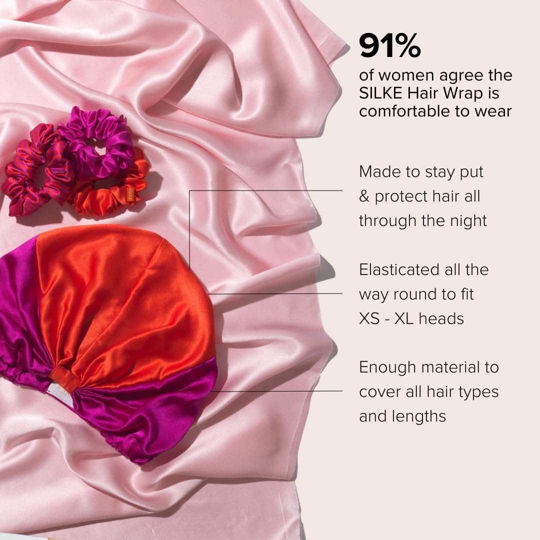 Silke Women s The Poppy 100% Mulberry Silk Hair Wrap/Bonnet, One Size (XS-XL) SILKE Hair Wrap - The Poppy | 100% Luxurious Silk Hair Wrap  main image 2