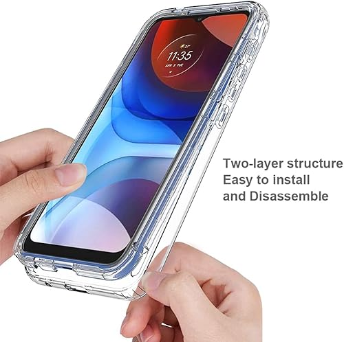 Miniatura 4 de Funda para Moto E7 Power/Moto E7i Power XT2097 con protector de pantalla de vidrio templado, suave 360 cuerpo completo, a prueba de golpes, híbrido,