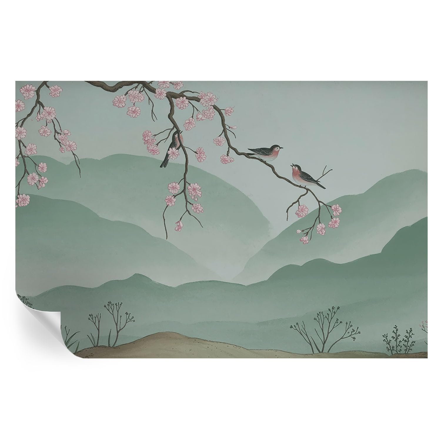 Vinilos para pared de 104x70 cm con estampados de serenata japonesa y cubiertas decorativas